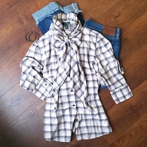 Ralph Lauren Plaid Bow Tie Blouse